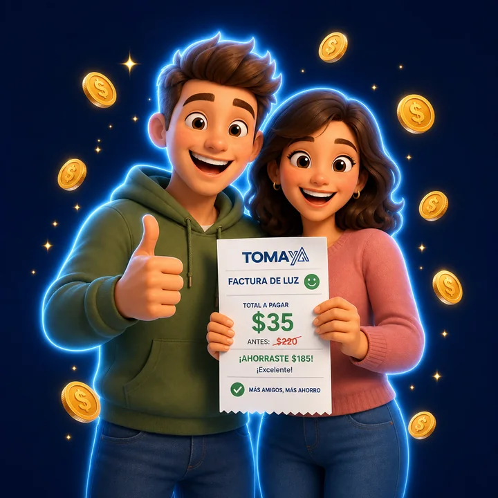 Pareja feliz con su factura mucho más baja